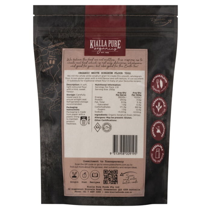 organic white sorghum flour 700g organic white sorghum flour 700g